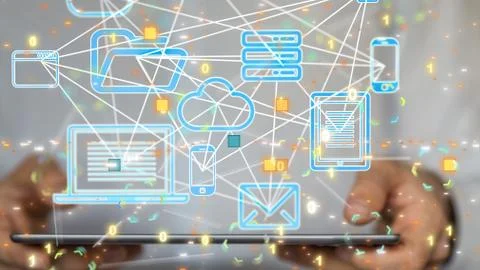 A code data concept in hand digital 3d 스톡 사진