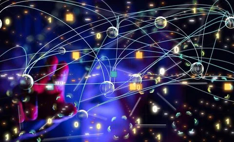 Code data concept in hand digital 3d 스톡 사진