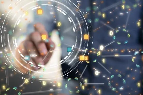 A code data concept in hand media. Stock Photos