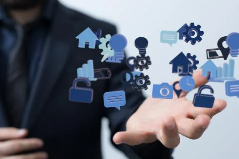 A code data concept in hand 库存照片