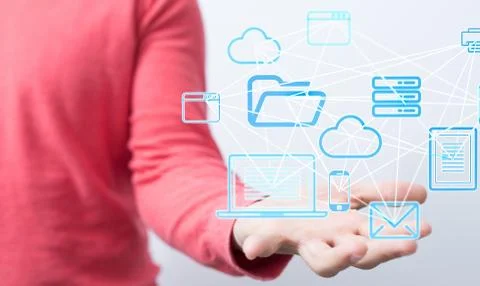 A code data concept in hand 库存照片