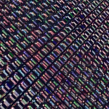 Code data flowing through optical wires. Print of abstract digital art. Stock Illustration