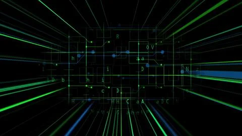 Code data with light rays concept Foto stock