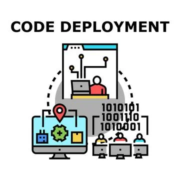 Code deployment process for software development team Stock Illustration