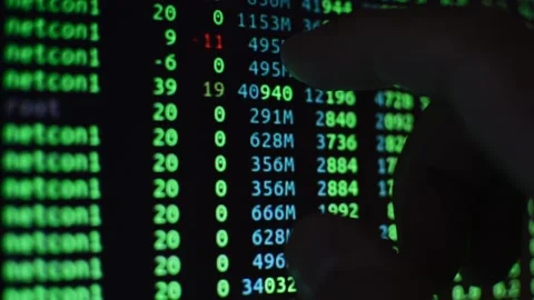 Code developer coding a data digital program for software Stock Footage 201290496