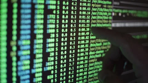 Code developer coding a data digital program for software Stock Footage 201290731