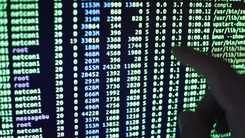 Code developer coding a data digital program for software Stock Footage 201290745