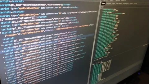 Code developer programming software on his computer. web developer monitor. Stock Footage 221419316