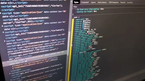 Code developer programming software on his computer. web developer monitor. Stock Footage 221419481