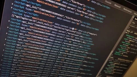 Code developer scripting a software program. code program technology. Stock Footage 221421027