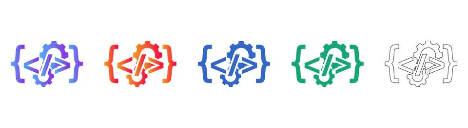 Code Development and Engineering Process Icons 스톡 일러스트