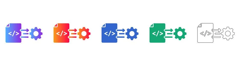 Code Development and Optimization Icons 스톡 일러스트