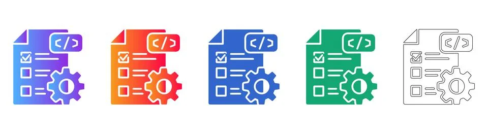 Code Development and Task Management Icon Set Ilustración de archivo