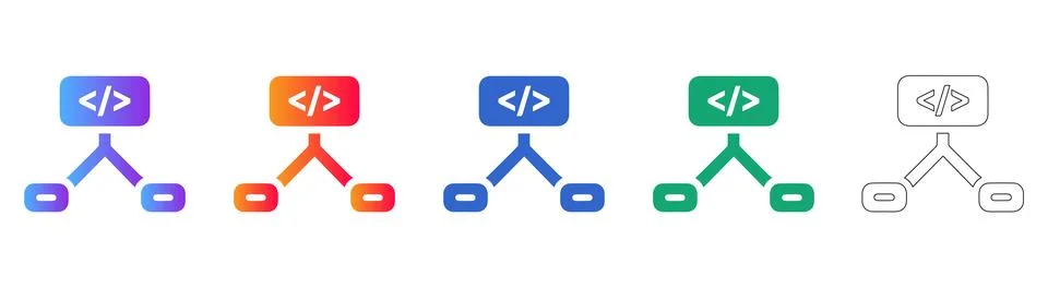 Code Development Branching Icon Set イラスト素材