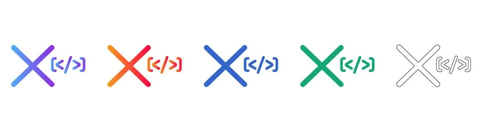 Code Development Error Icons Set Stock-Illustration