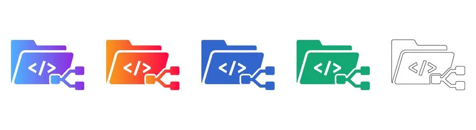 Code Development Folder Icon Set Illustrazione stock