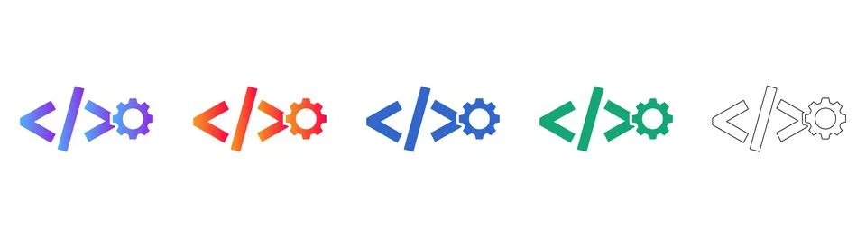 Code Development Gear Icons 库存插图