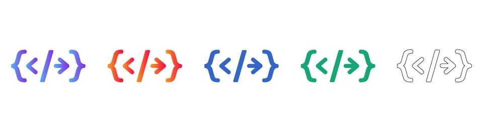 Code Development Programming Icon Set Stock Illustration