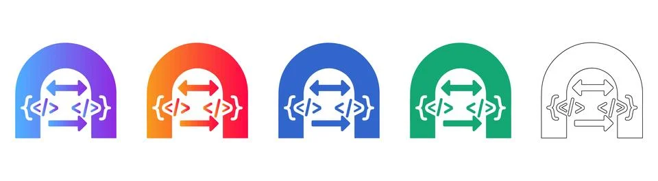 Code Development Sync Icon Set Illustrazione stock