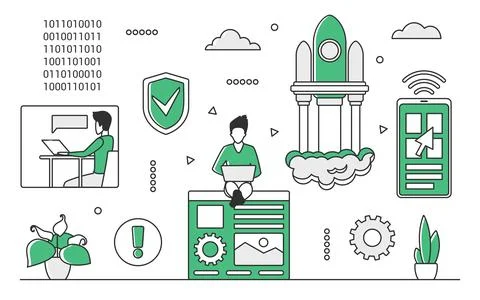 Code development team Stock Illustration