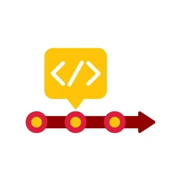 Code development timeline process with programming roadmap icon Stock Illustration