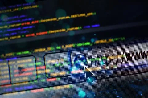 Code development of a web internet application Stock Photos