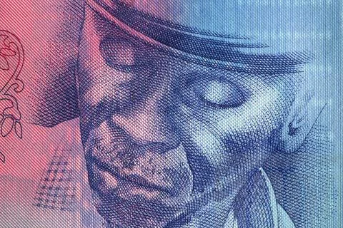 Code di Dona a closeup portrait from Cape Verdean money Stockfoto's