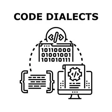 Code dialects concept translating programming languages Stockillustratie