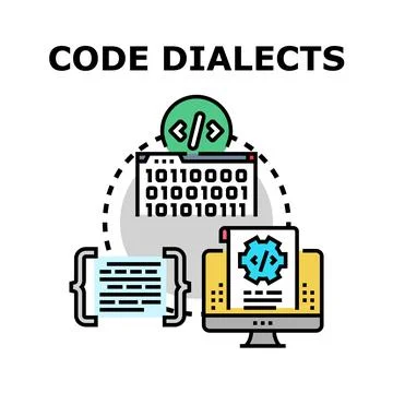 Code dialects concept translating programming languages Stock Illustration
