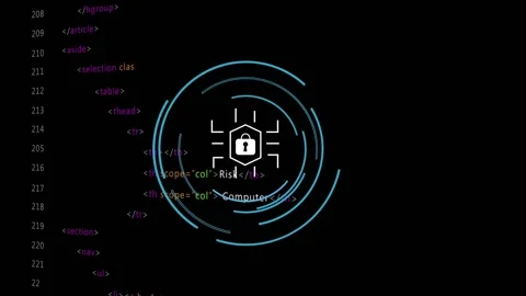Code display activating circular cybersecurity infographic visualizing lock icon Stock Footage 317260172