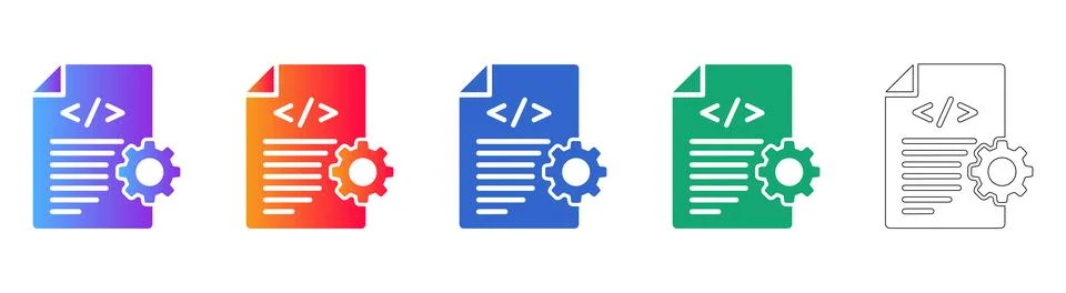 Code Document and Settings Icons for Development and Programming Stock Illustration