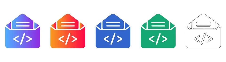 Code document folder programming icon set Illustrazione stock