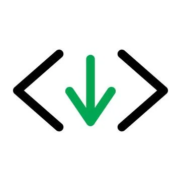 Code download icon line isolated on white background. Black flat thin icon .. 스톡 일러스트