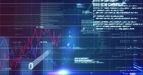 Code drifting initiating red and blue lines rising while white beam sweeping Stock Footage 328088012