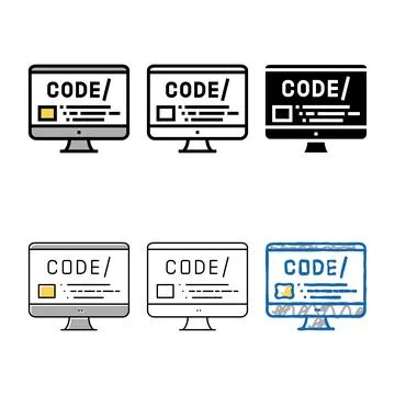Code on edition computer screen color icon vector イラスト素材
