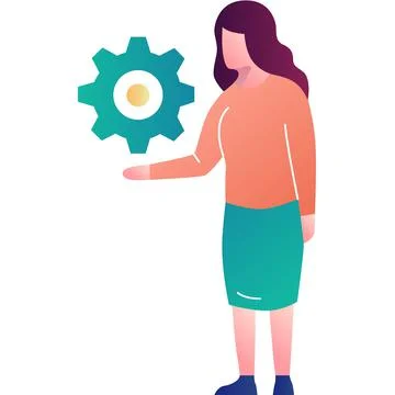Code engineering icon woman and cogwheel vector イラスト素材
