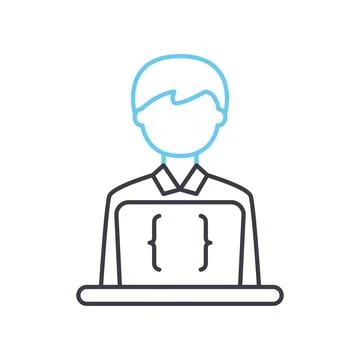 Code engineering line icon, outline symbol, vector illustration, concept sign Stock Illustration