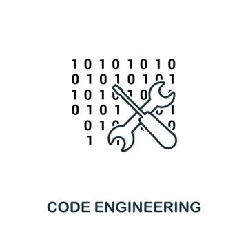 Code Engineering outline icon. Thin line style from big data icons collection Illustrazione stock