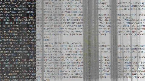 Code error glitch noise artifacts data script text Stock Illustration