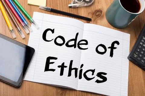 Code of Ethics - Note Pad With Text Stock Photos