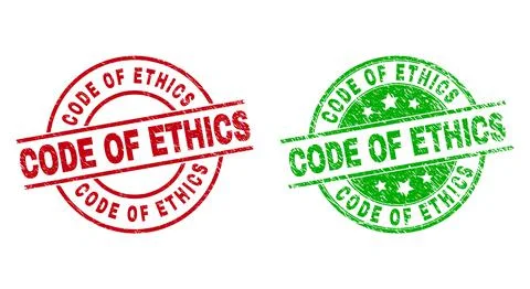 CODE OF ETHICS Round Badges Using Rubber Style 스톡 일러스트