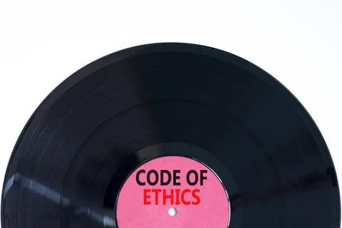 Code of ethics symbol. Concept words Code of ethics on retro black vinyl disc Foto stock