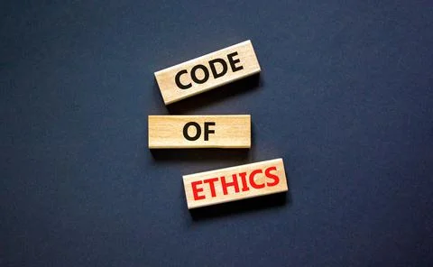 Code of ethics symbol. Concept words Code of ethics on wooden blocks on a bea Foto stock