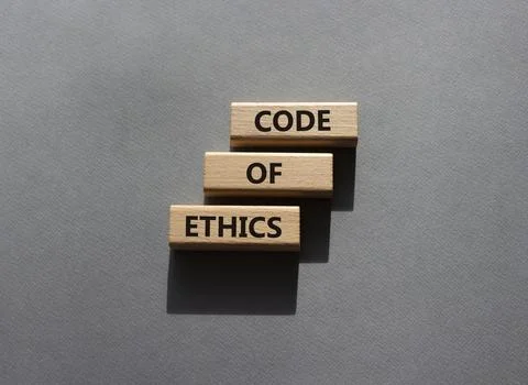Code of ethics symbol. Concept words Code of ethics on wooden blocks. Beaut.. Foto stock
