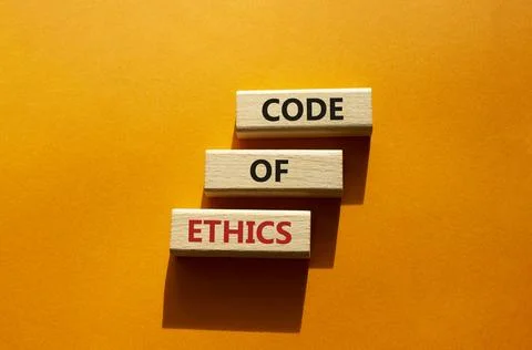 Code of ethics symbol. Concept words Code of ethics on wooden blocks. Beaut.. 写真素材
