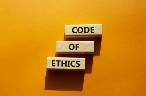 Code of ethics symbol. Concept words Code of ethics on wooden blocks. Beaut.. Foto stock