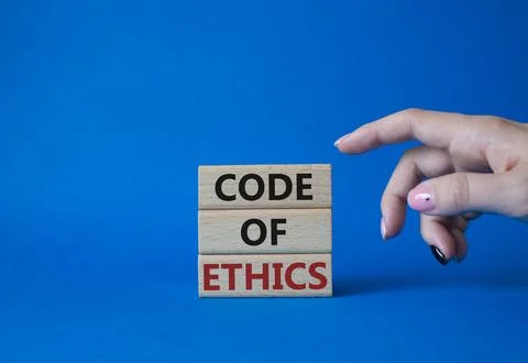 Code of ethics symbol. Concept words Code of ethics on wooden blocks. Beaut.. Foto stock