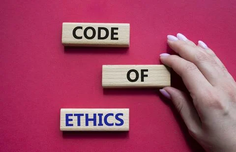 Code of ethics symbol. Concept words Code of ethics on wooden blocks. Beaut.. 写真素材