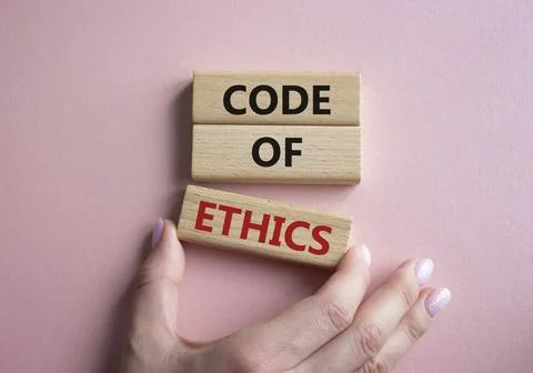 Code of ethics symbol. Concept words Code of ethics on wooden blocks. Busin.. Foto stock