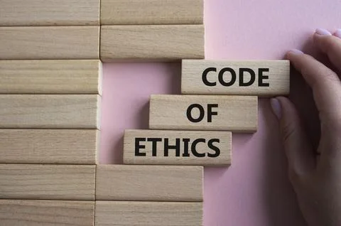 Code of ethics symbol. Concept words Code of ethics on wooden blocks. Busin.. 스톡 사진